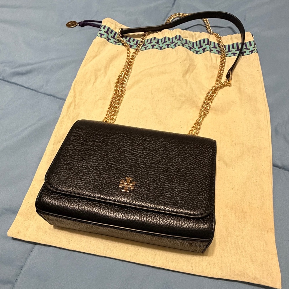 Tory Burch Black Pebbled Leather Crossbody Bag - Picture 2 of 9